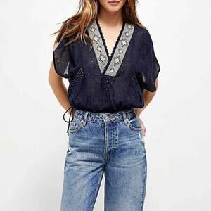 Free People Like A Breeze Pullover Boho Embroidery - XS - New